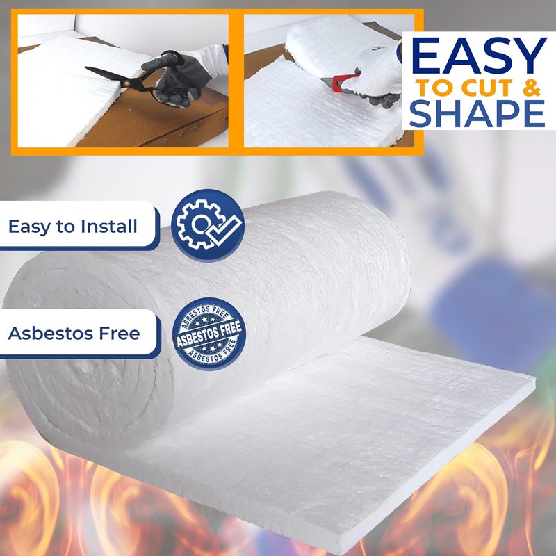 Simond Ceramic Fiber Insulation - 1" Thick x 24" x 75" - 8# Density 2400F - Fireproof Blanket for Forge Furnace Stove Pizza Oven Kiln Chimney Boiler Fireplace, Dishwasher Insulation - Image 5
